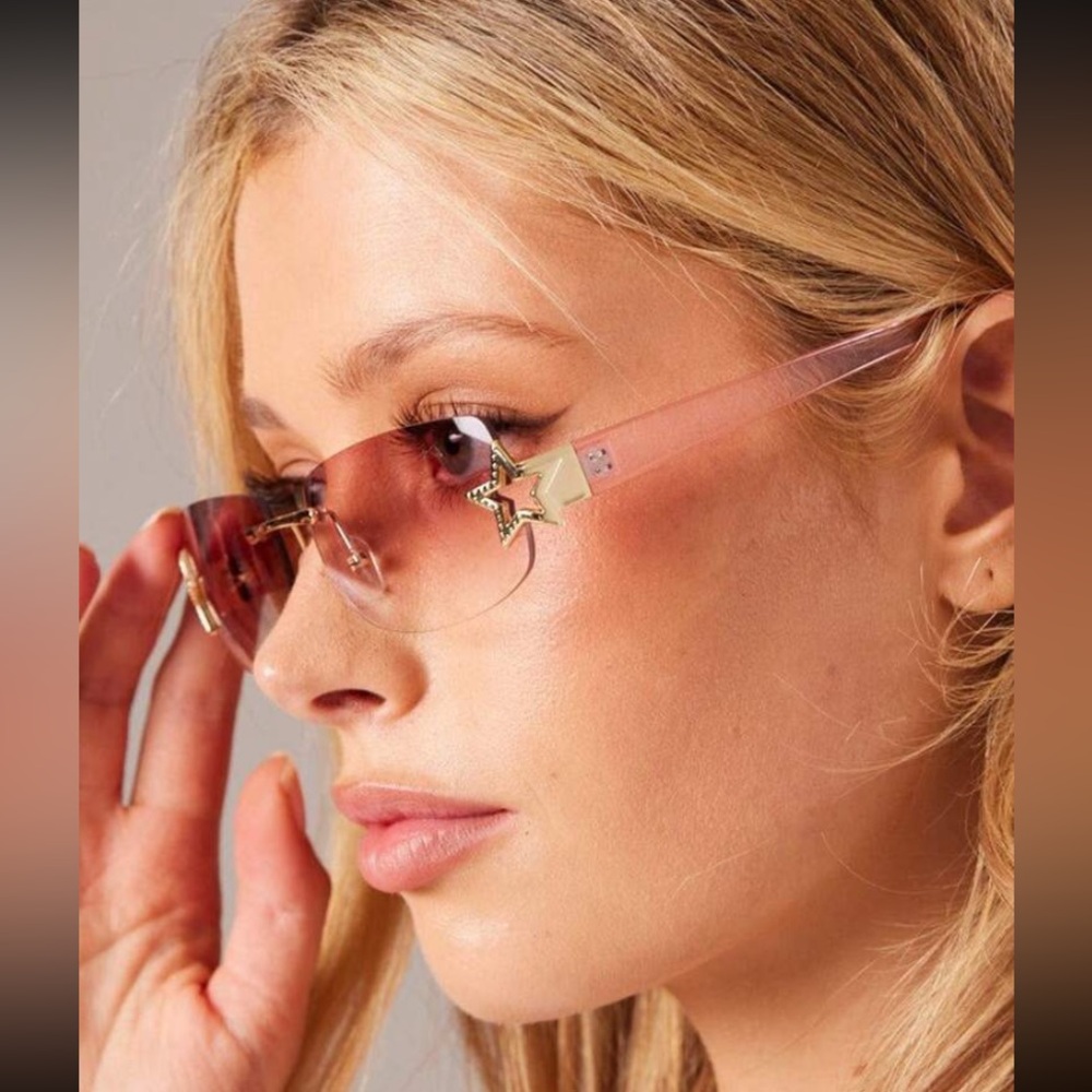 Fashion Glasses Retro Rimless Rectangular Shades Stare/choose a color